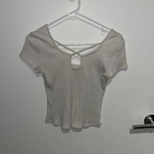 American Rag Ribbed Off White Crop Top